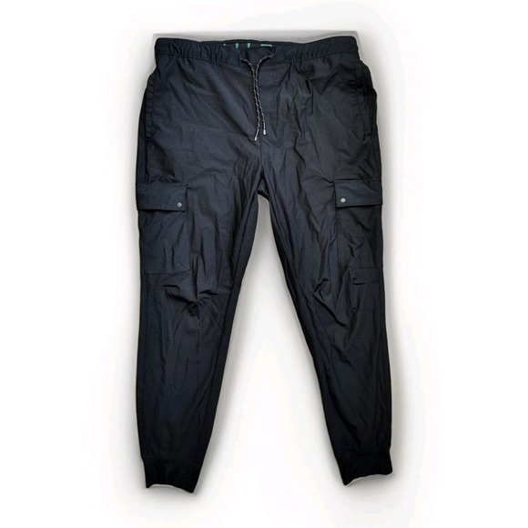 Projek Raw Black Joggers Men's Large Cargo Pockets Activewear Pants Stretch - Picture 1 of 9
